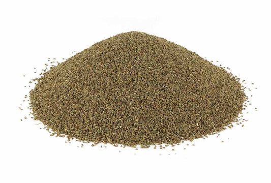 A Pile Of Celery Seeds On A White Background