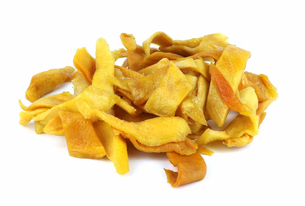 An Product Image Of Mango Slices On A White Background