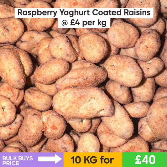 Raspberry Yoghurt Coated Raisins (10KG)- Bulk Buys