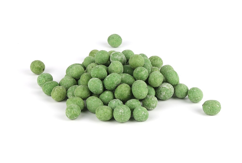 A Pile Of Wasabi Peanuts On A White Background