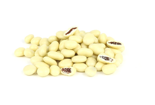 A Pile Of Yoghurt Raisins On A White Background