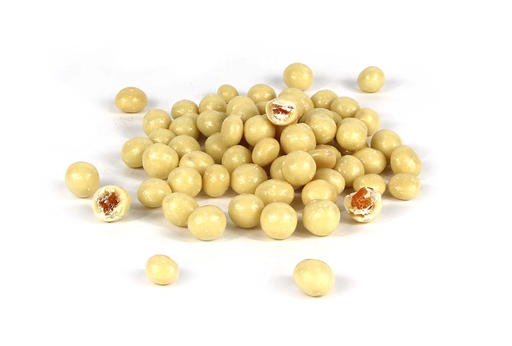 A Pile Of Yogurt Apricots On A White Background