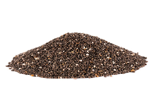 A Pile Of Black Chia Seeds On A White Background